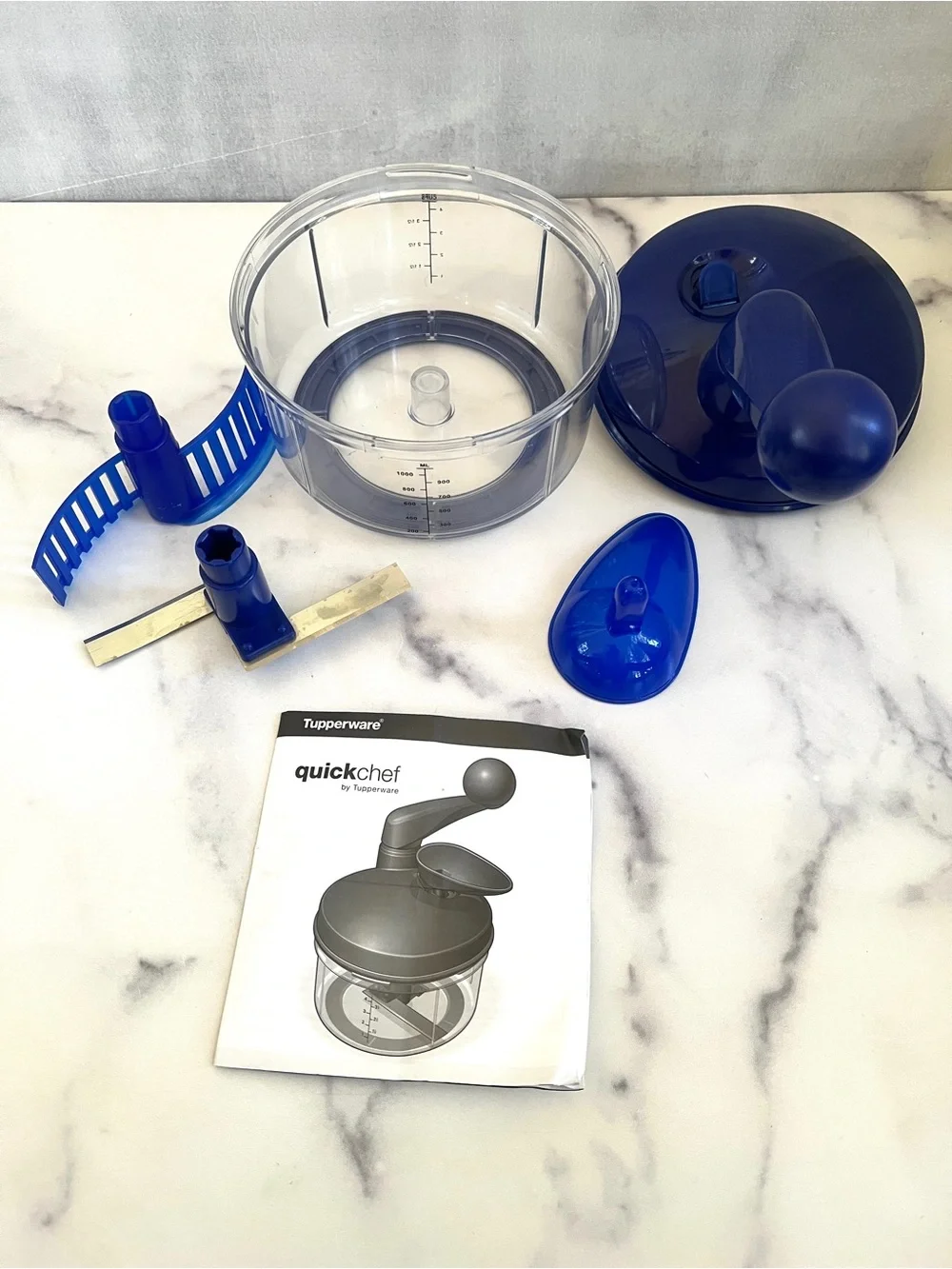 Tupperware Quick Cook Manual Food Processor, 4 Cup, Royal Blue